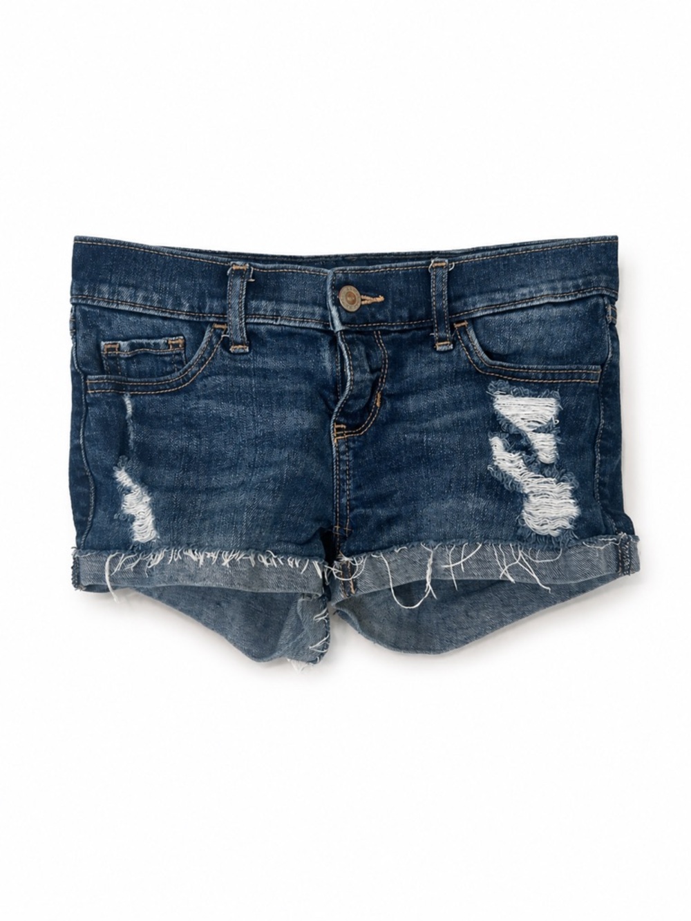 Hollister Low Rise Short Shorts Distressed Denim Size 00/23 - Picture 3 of 5